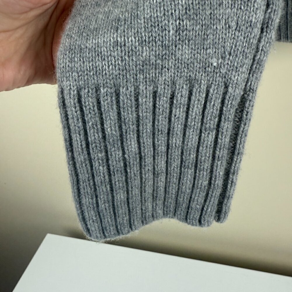 FRAME Cashmere-Wool Mock-Neck Sweater XS • Heather Gray • Patch Pockets - Picture 5 of 9